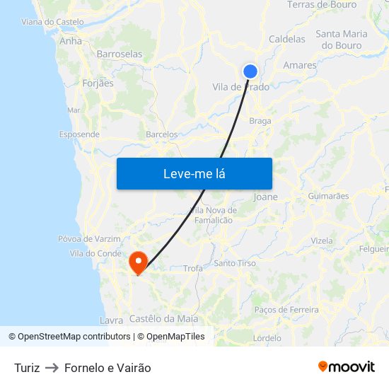 Turiz to Fornelo e Vairão map