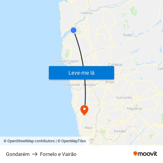 Gondarém to Fornelo e Vairão map