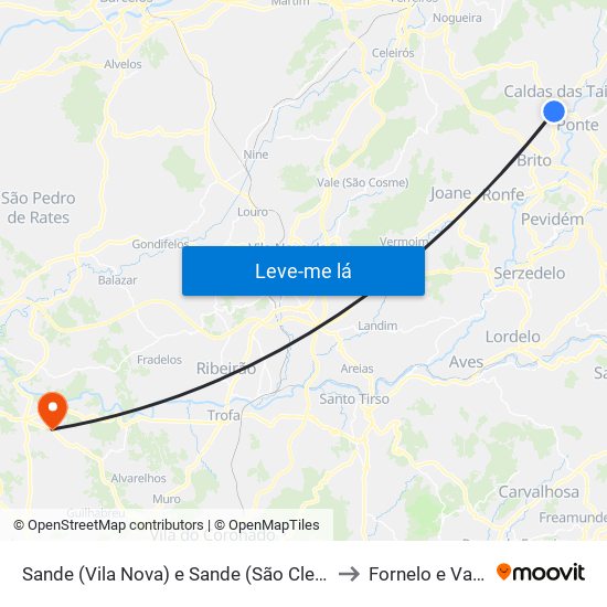 Sande (Vila Nova) e Sande (São Clemente) to Fornelo e Vairão map