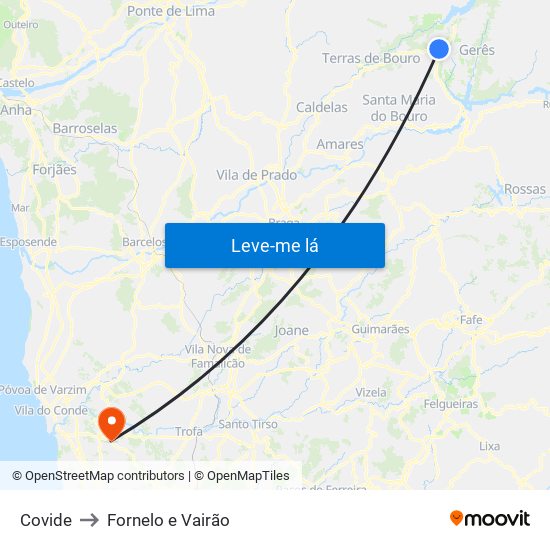 Covide to Fornelo e Vairão map