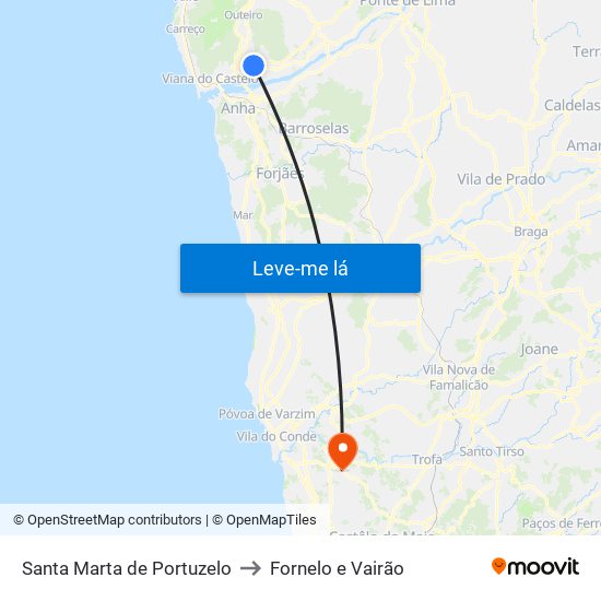 Santa Marta de Portuzelo to Fornelo e Vairão map