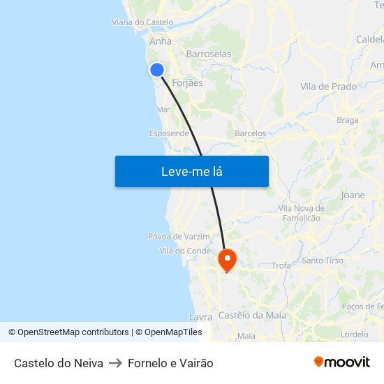 Castelo do Neiva to Fornelo e Vairão map