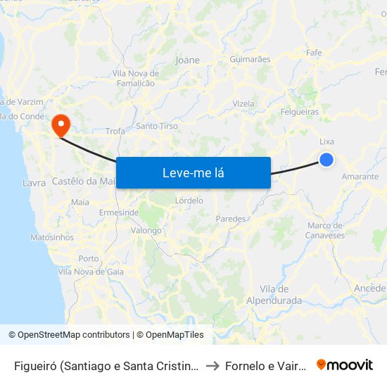 Figueiró (Santiago e Santa Cristina) to Fornelo e Vairão map