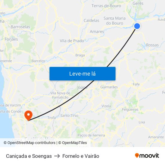 Caniçada e Soengas to Fornelo e Vairão map