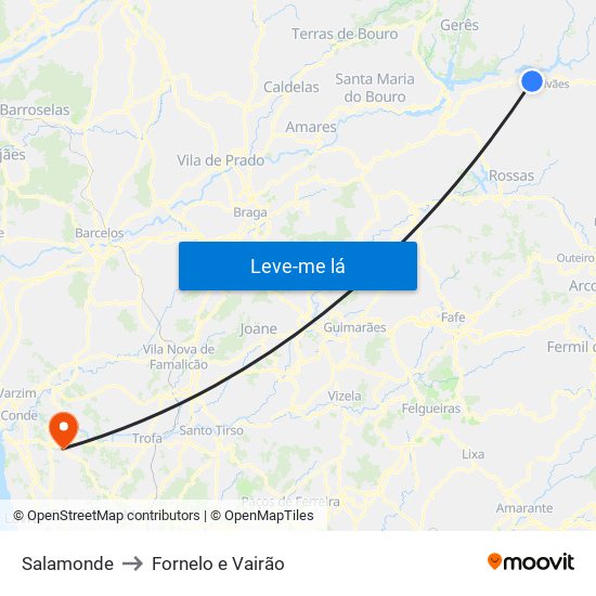 Salamonde to Fornelo e Vairão map