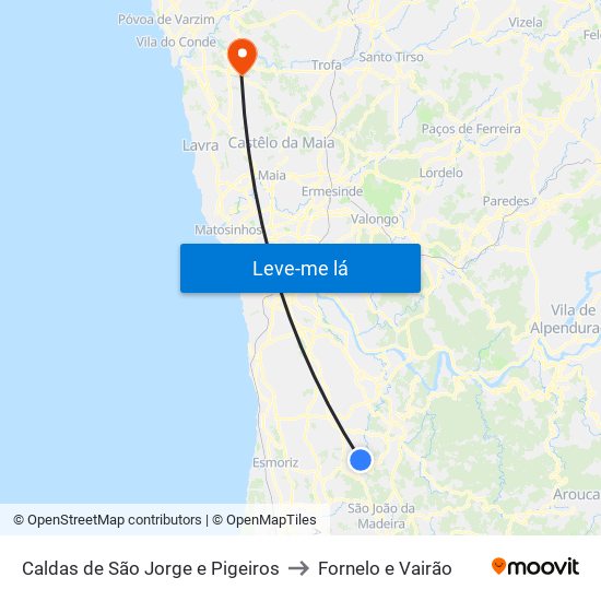 Caldas de São Jorge e Pigeiros to Fornelo e Vairão map