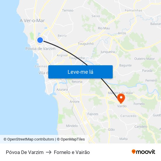 Póvoa De Varzim to Fornelo e Vairão map