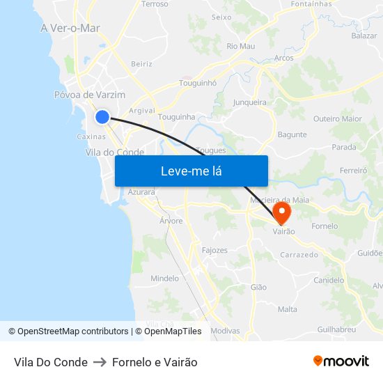 Vila Do Conde to Fornelo e Vairão map
