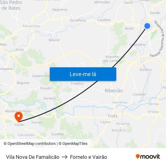 Vila Nova De Famalicão to Fornelo e Vairão map