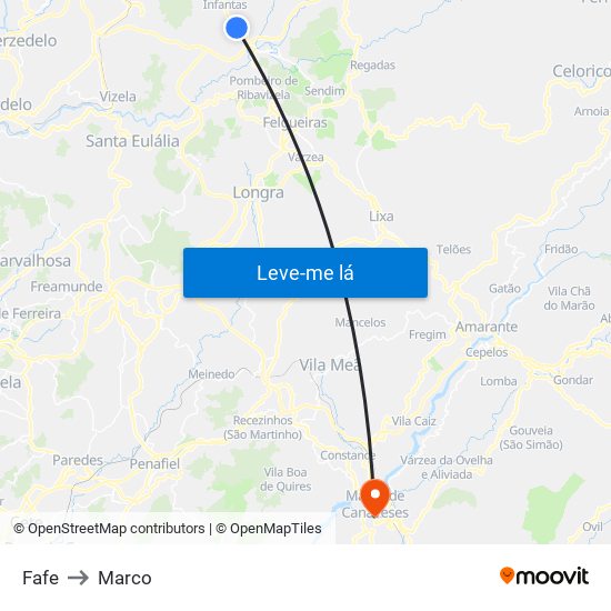 Fafe to Marco map