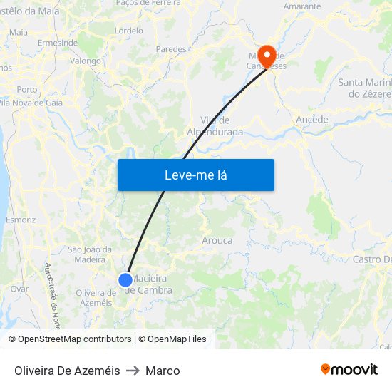 Oliveira De Azeméis to Marco map