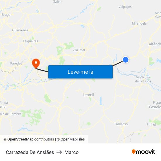 Carrazeda De Ansiães to Marco map
