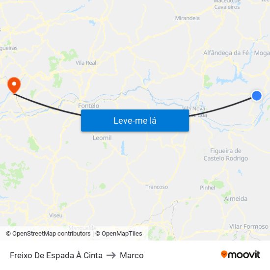 Freixo De Espada À Cinta to Marco map