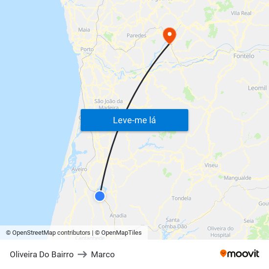 Oliveira Do Bairro to Marco map