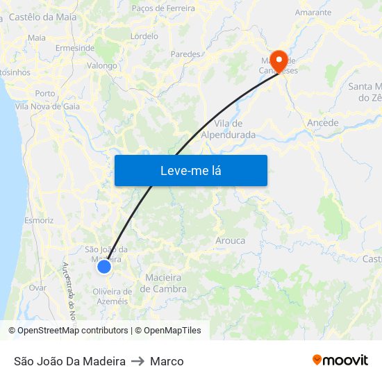 São João Da Madeira to Marco map