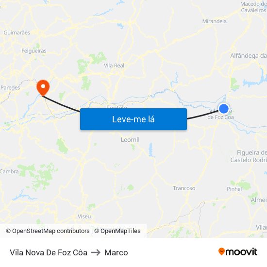 Vila Nova De Foz Côa to Marco map