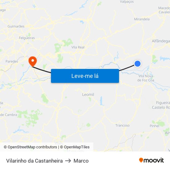 Vilarinho da Castanheira to Marco map