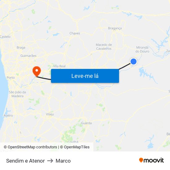 Sendim e Atenor to Marco map