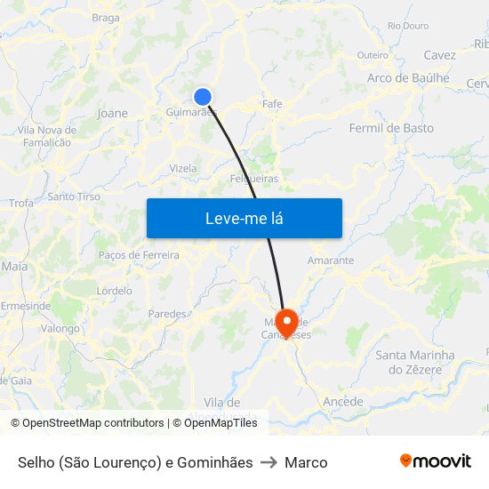 Selho (São Lourenço) e Gominhães to Marco map