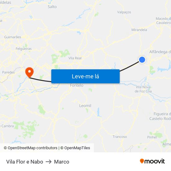 Vila Flor e Nabo to Marco map