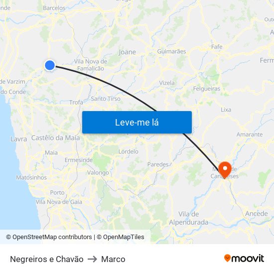 Negreiros e Chavão to Marco map