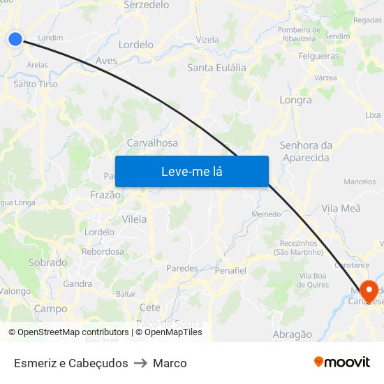 Esmeriz e Cabeçudos to Marco map