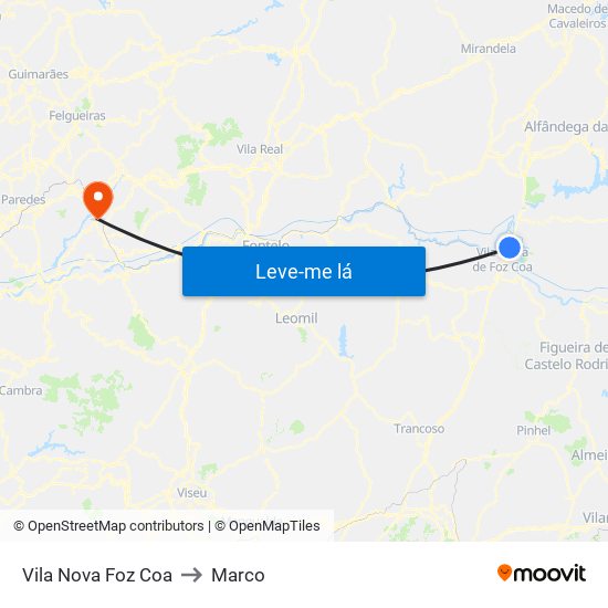 Vila Nova Foz Coa to Marco map