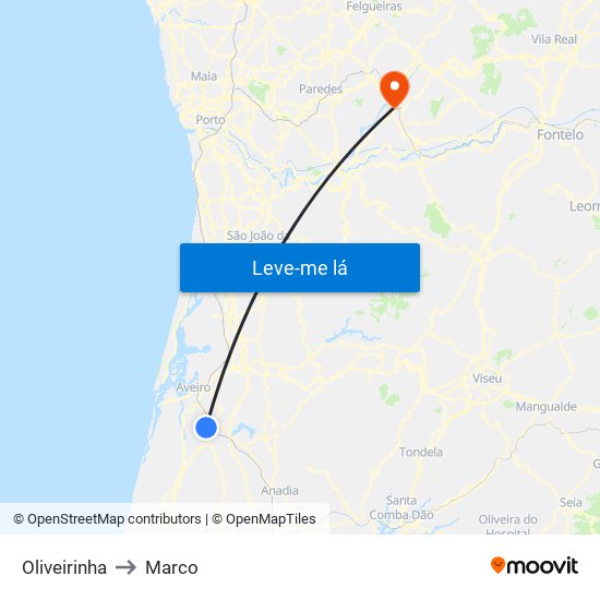 Oliveirinha to Marco map