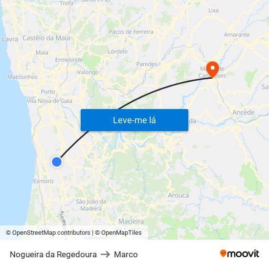 Nogueira da Regedoura to Marco map