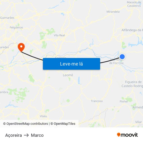 Açoreira to Marco map