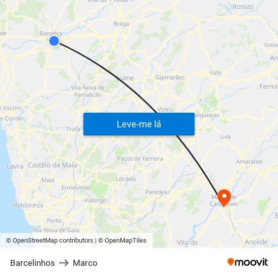 Barcelinhos to Marco map