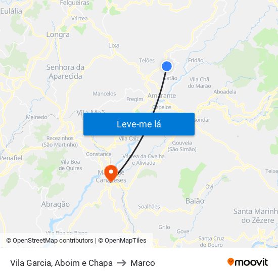 Vila Garcia, Aboim e Chapa to Marco map