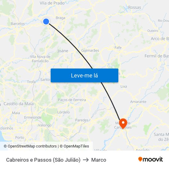 Cabreiros e Passos (São Julião) to Marco map