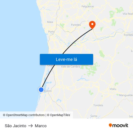São Jacinto to Marco map