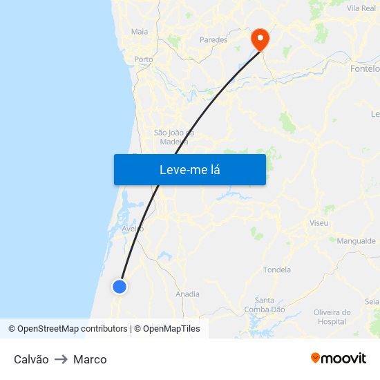 Calvão to Marco map