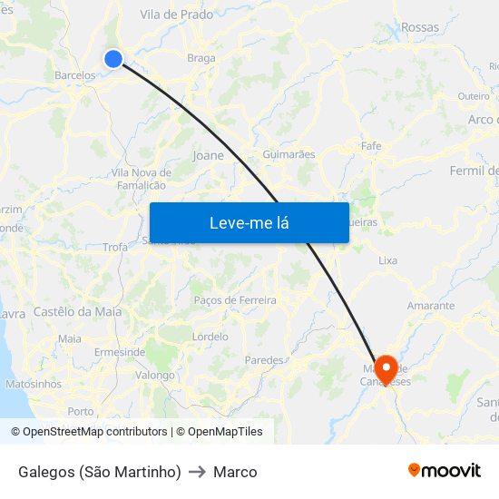 Galegos (São Martinho) to Marco map