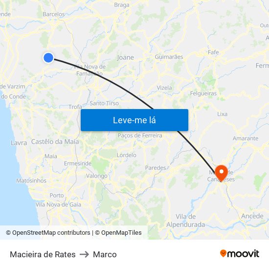 Macieira de Rates to Marco map