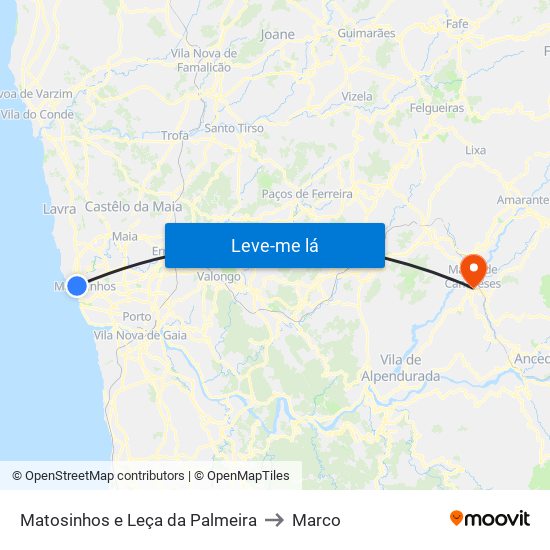 Matosinhos e Leça da Palmeira to Marco map