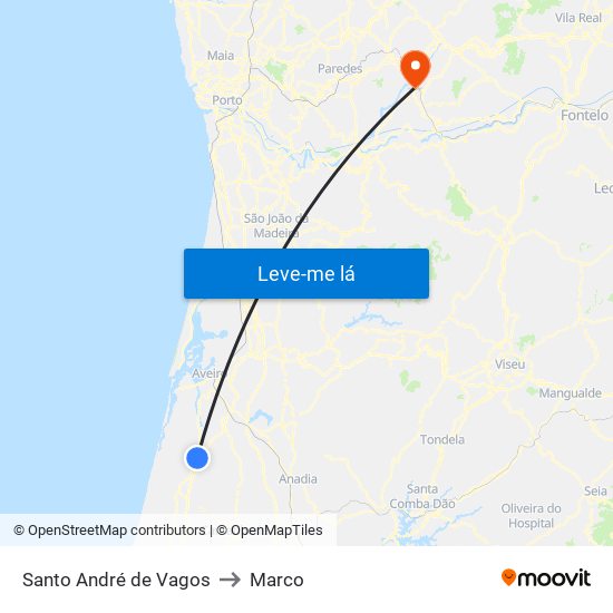 Santo André de Vagos to Marco map