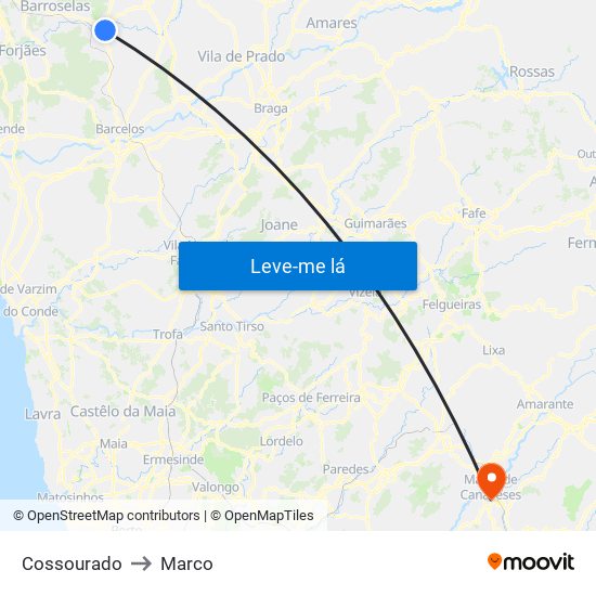 Cossourado to Marco map