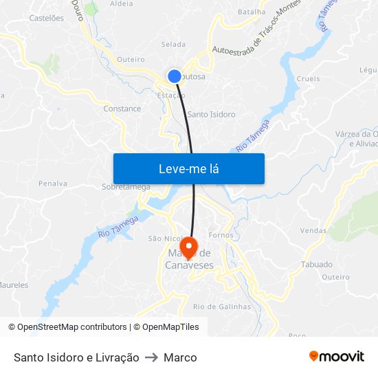 Santo Isidoro e Livração to Marco map