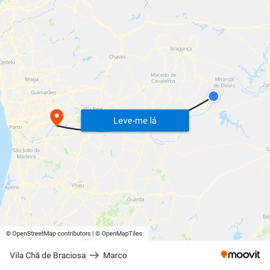 Vila Chã de Braciosa to Marco map