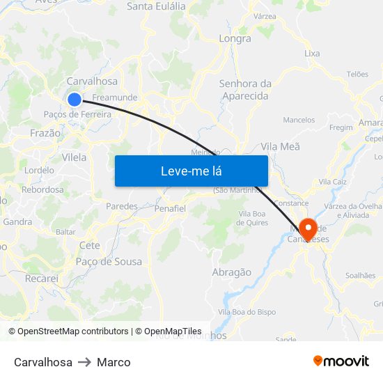 Carvalhosa to Marco map