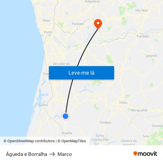 Águeda e Borralha to Marco map