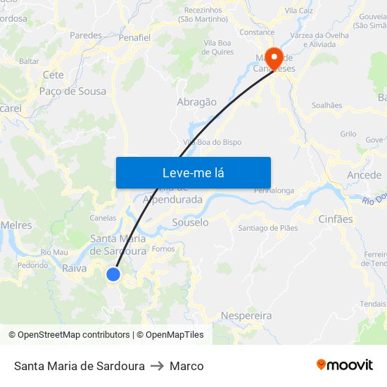 Santa Maria de Sardoura to Marco map