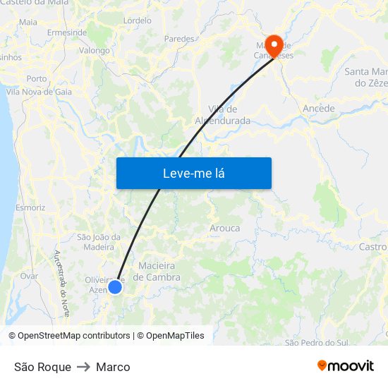 São Roque to Marco map