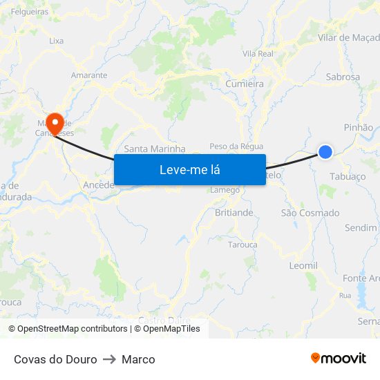 Covas do Douro to Marco map