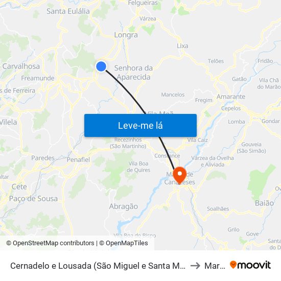 Cernadelo e Lousada (São Miguel e Santa Margarida) to Marco map
