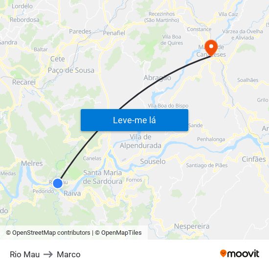 Rio Mau to Marco map