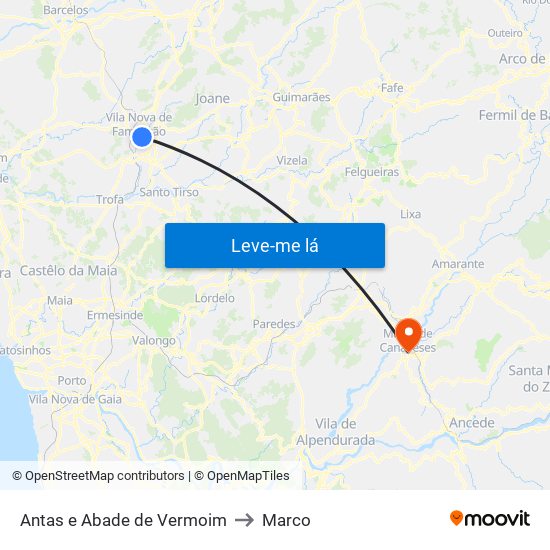 Antas e Abade de Vermoim to Marco map